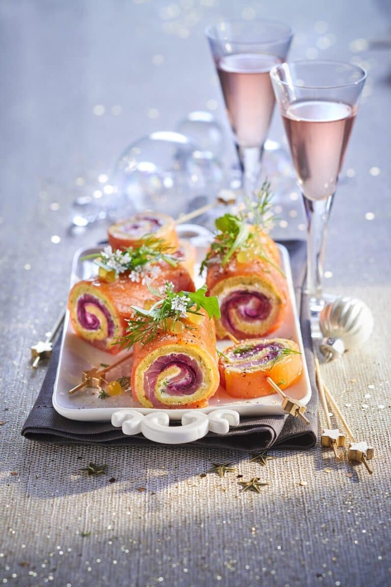 recette de bûchettes roulées au saumon
