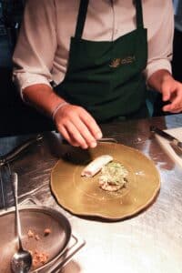 préparation du merlan et du chou-fleur grillé au sarrasin