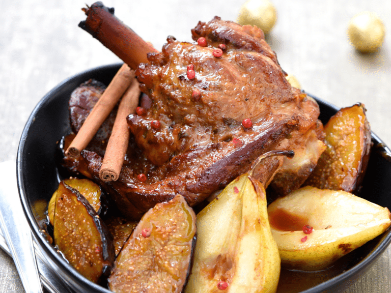 recette de souris d'agneau confite au miel et aux fruits