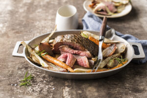 Rôti de boeuf aux légumes racines